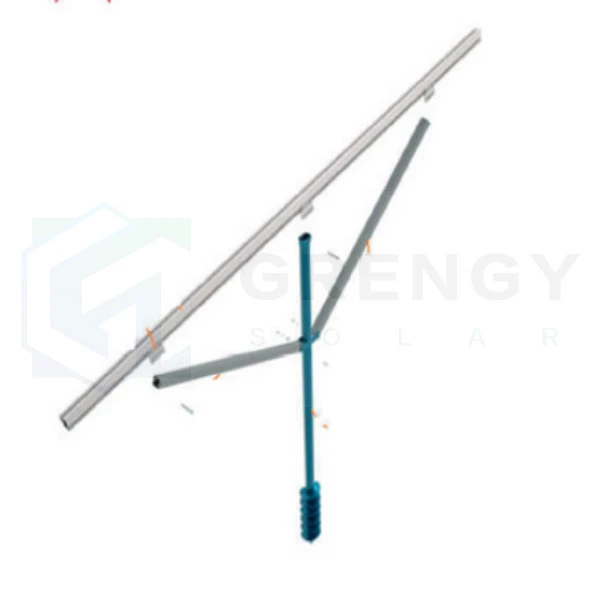 pre-assembled ground screw racking with single pole